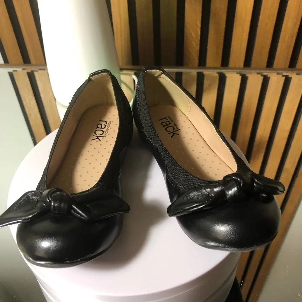Worn Once Girls Black Ballet Flats With Bow Size 11M